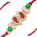 Ракха — позолоченный индийский мужской браслет, разноцветные стразы