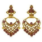 Медные индийские серьги, покрытые позолотой, с фиолетовыми стразами