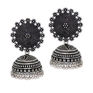 Серебристые индийские серьги-колокольчики (2 пары)