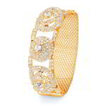 Када — позолоченный индийский широкий разъёмный браслет с прозрачными стразами