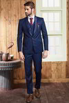 Синий мужской костюм-тройка (с жилетом) + белая рубашка с галстуком