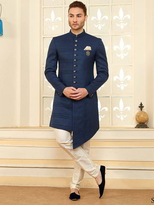 Синий индийский мужской костюм