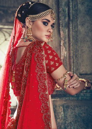 Огненный национальный индийский женский свадебный костюм лехенга (ленга) чоли