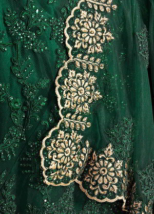 Зелёный индийский женский свадебный костюм лехенга (ленга) чоли из фатина, украшенный вышивкой