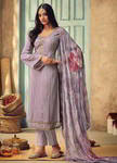 Лавандовое индийское платье / костюм с длинными рукавами, украшенное вышивкой