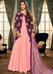 *Фиолетовое и розовое нарядное платье / костюм «в пол» / костюм, украшенное печатным рисунком