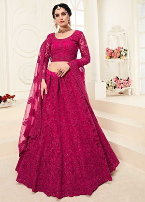 Розовый индийский женский свадебный костюм лехенга (ленга) чоли из фатина