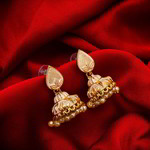 *Коричневые и золотые индийские серьги с перламутровыми бусинками