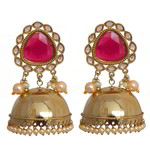 *Золотые латунные индийские серьги со стразами, бисером