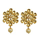 *Золотые латунные индийские серьги с искусственными камнями