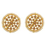 *Золотые индийские серьги из латуни с искусственными камнями