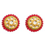 *Бордовые и золотые латунные индийские серьги с искусственными камнями