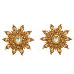 *Золотые индийские серьги из латуни с искусственными камнями