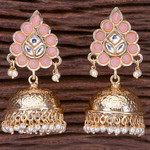 *Золотые индийские серьги из латуни с искусственными камнями, бисером