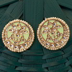 *Золотые латунные индийские серьги с искусственными камнями, бисером