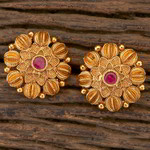 *Золотые индийские серьги из латуни с бисером