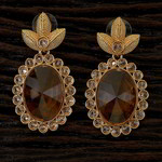 *Коричневые и золотые латунные индийские серьги с перламутровыми бусинками