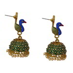 *Золотые латунные индийские серьги со стразами, перламутровыми бусинками