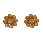 *Коричневые и золотые латунные индийские серьги со стразами