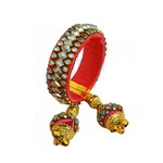 *Бордовый и золотой латунный индийский браслет с искусственными камнями