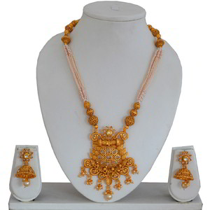 Молочный, цвета меди и золотой медный индийский кулон на шею с перламутровыми бусинками