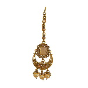 Цвета меди и золотое медное индийское украшение на голову (манг-тика) с искусственными камнями