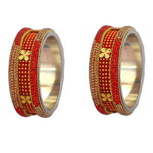 Бордовый и золотой латунный индийский браслет со стразами