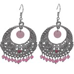 *Серебристые индийские серьги из латуни с перламутровыми бусинками