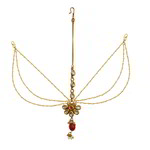*Бордовое, цвета меди и золотое медное индийское украшение на голову (манг-тика) с искусственными камнями, перламутровыми бусинками