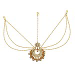 *Молочное, цвета меди и золотое медное индийское украшение на голову (манг-тика) с искусственными камнями, перламутровыми бусинками