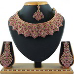 *Золотое индийское украшение на шею со стразами