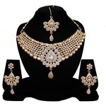 *Молочное и золотое индийское украшение на шею со стразами, искусственными камнями