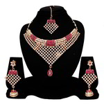 *Молочное и золотое индийское украшение на шею со стразами