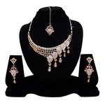 *Молочное и золотое индийское украшение на шею со стразами