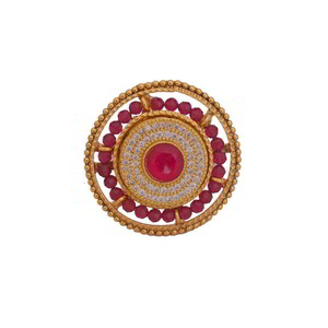 Золотое женское индийское кольцо из латуни со стразами