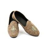 Бежевые мужские моджари, украшенные вышивкой с люрексом