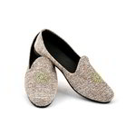 Бежево-коричневые мужские моджари, украшенные вышивкой с люрексом