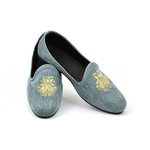 Сизые мужские моджари, украшенные вышивкой с люрексом