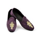 Фиолетовые мужские моджари, украшенные вышивкой люрексом