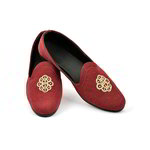 Бордовые мужские моджари, украшенные вышивкой с люрексом