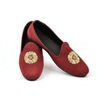 Бордовые мужские моджари, украшенные вышивкой люрексом