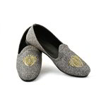 Серые мужские моджари, украшенные вышивкой люрексом