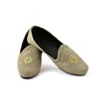 Бежевые моджари, украшенные вышивкой люрексом