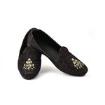 Тёмно-фиолетовые мужские моджари, украшенные вышивкой с люрексом