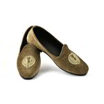 Песочные мужские моджари, украшенные вышивкой с люрексом