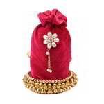 *Розовая бархатная сумочка-мешочек с бисером