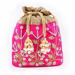 *Розовая шёлковая сумочка-мешочек с бисером