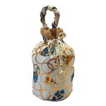 *Разноцветная жаккардовая сумочка-мешочек, украшенная печатным рисунком