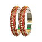 *Бордовый индийский браслет из латуни с искусственными камнями