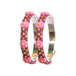 *Лиловый латунный индийский браслет с искусственными камнями